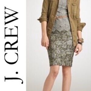 J Crew collection metallic brocade pencil skirt 6